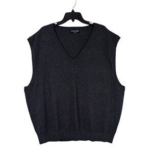 Kallspin Sweater Vest Charcoal Gray V-Neck Sz XXXL Cashmere Wool Blend Soft Knit